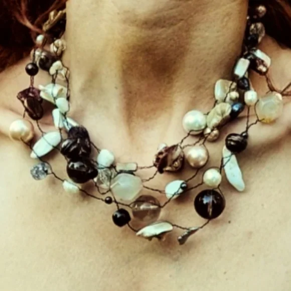 Vintage Multi-Strand Pearl & Shell Statement Necklace - Picture 4 of 6